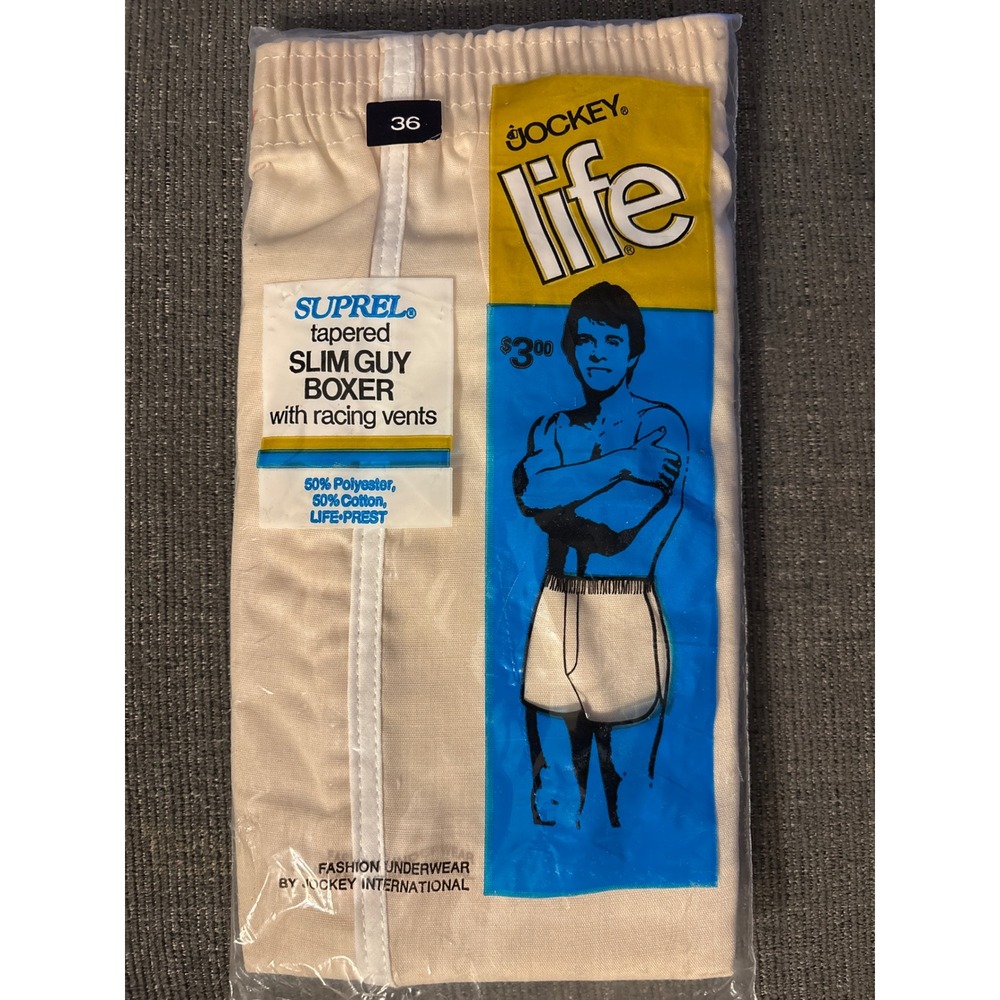 VTG NEW Jockey Suprel Slim Guy Boxer 36 Beige Racing Vents 1972